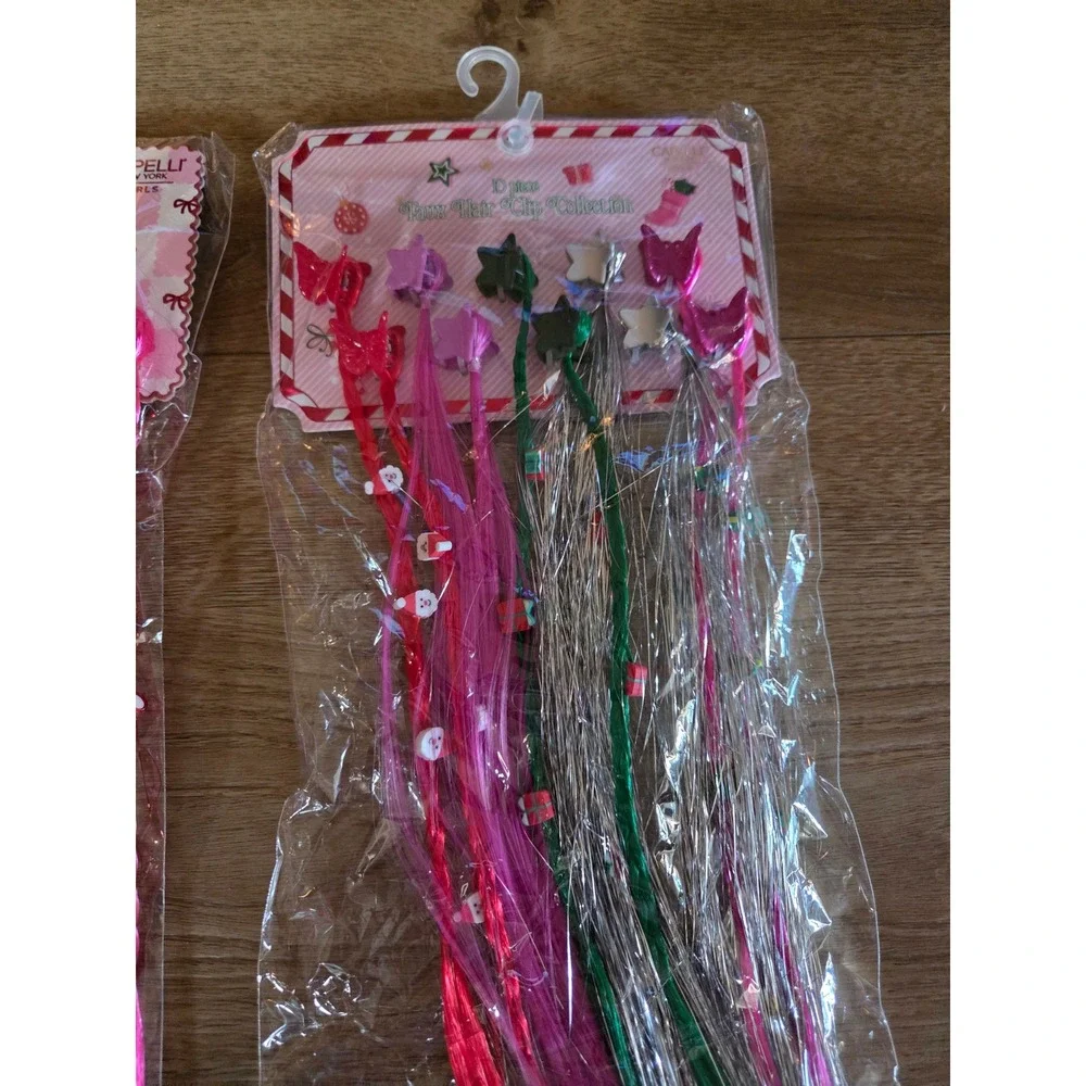 Capelli New York Girls 20pc Faux Hair Clip Pink Purple Tinsel Braid Extension